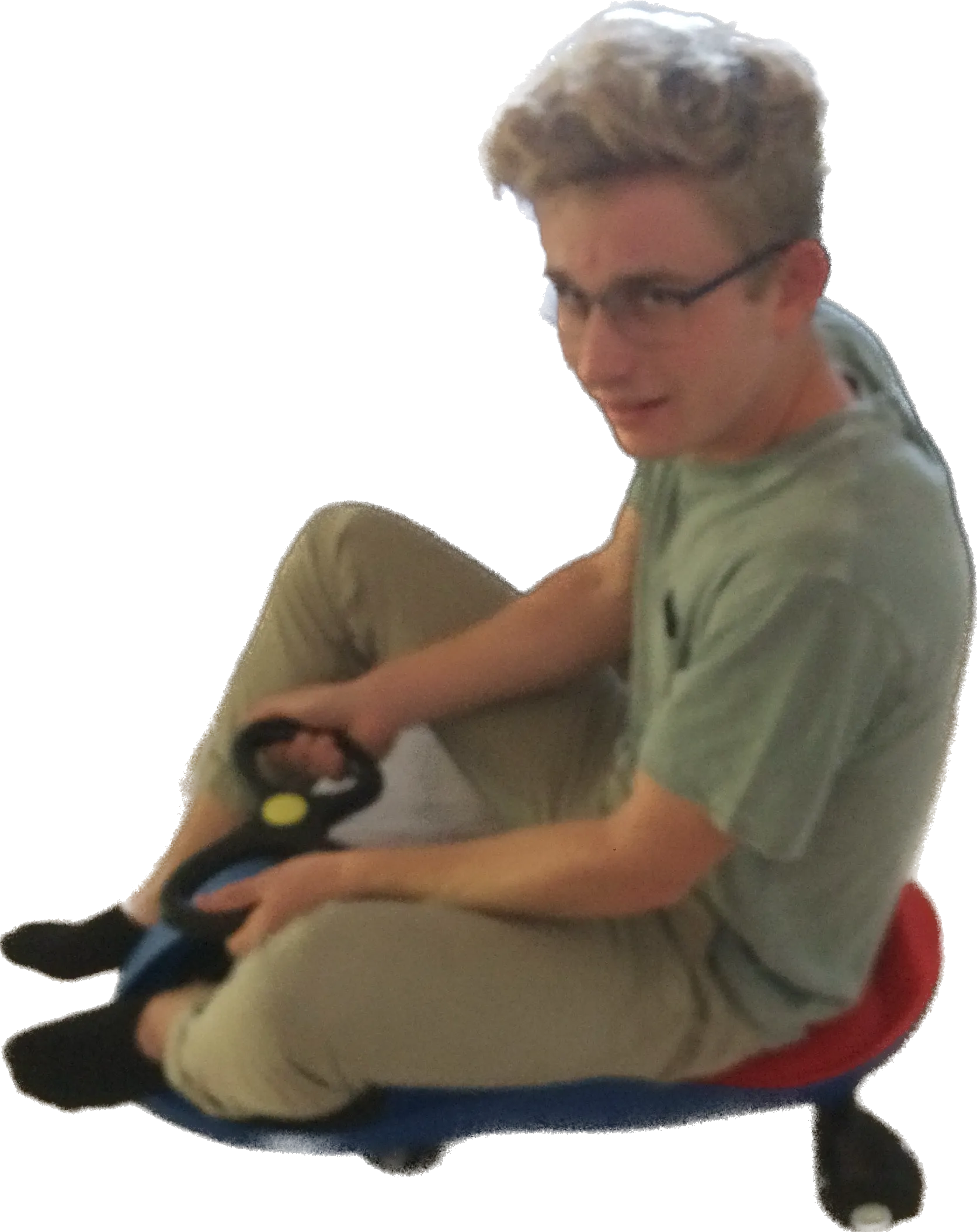 Conner scooting on a scooter